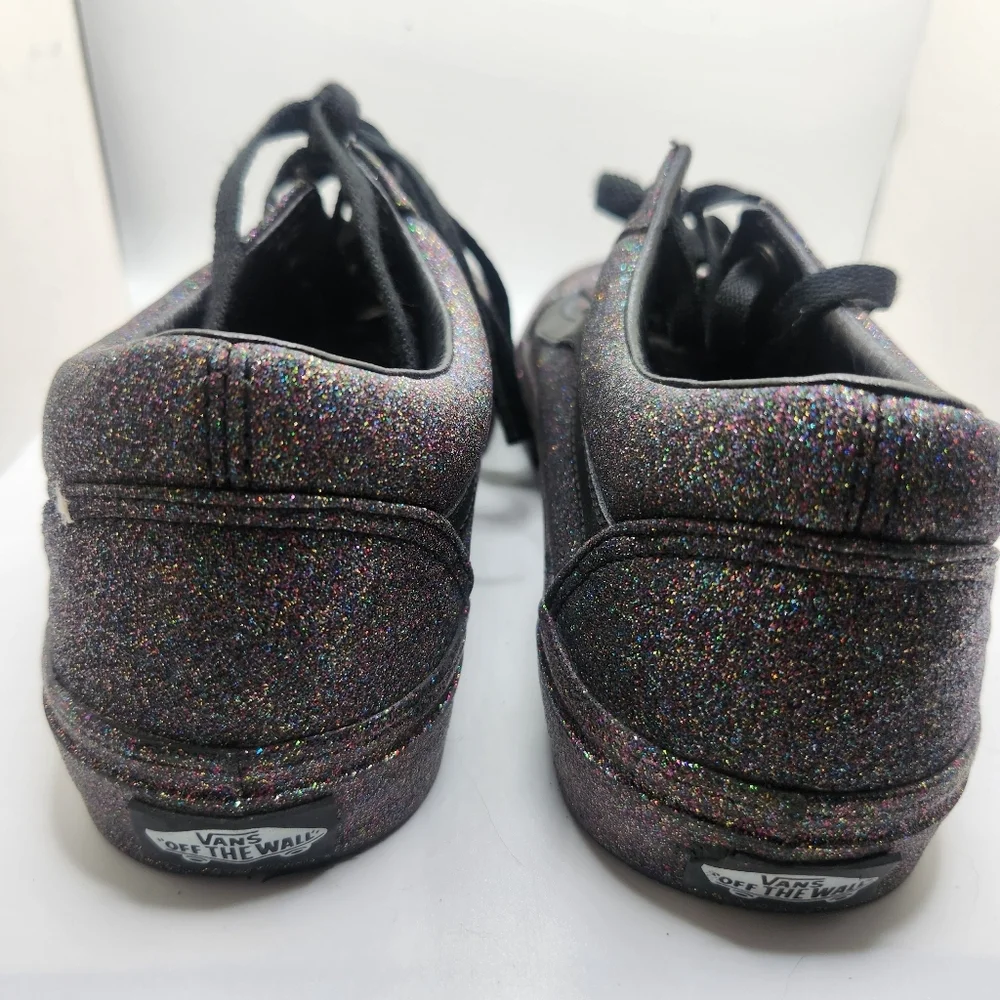Vans Womens Size 9 Glitter Purple And Black Low Top Lace Up Sneakers Old Skool